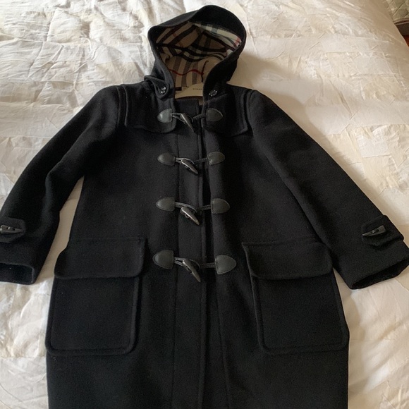 Burberry Black Wool Hooded Duffle Coat size US 2 - Picture 2 of 13